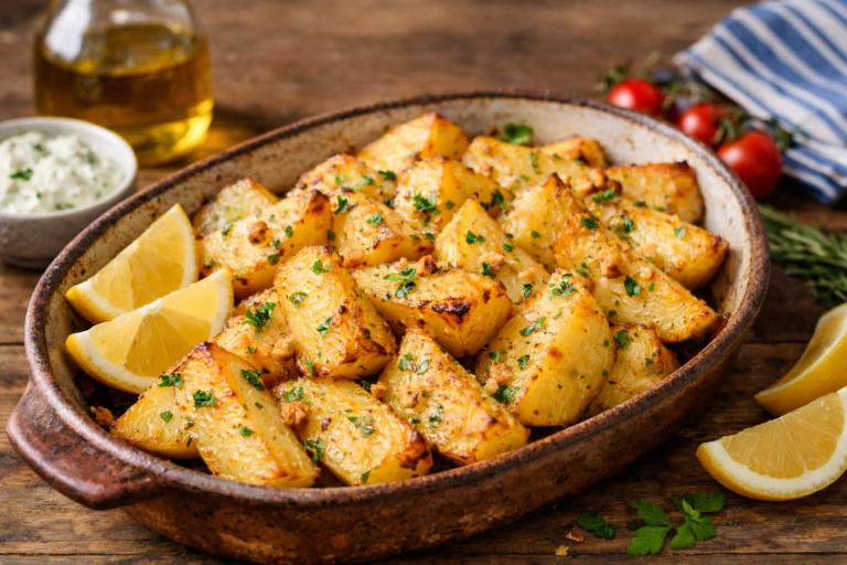 Authentic Greek Potatoes (Patates Lemonates) – Crispy, Lemon-Garlic Perfection