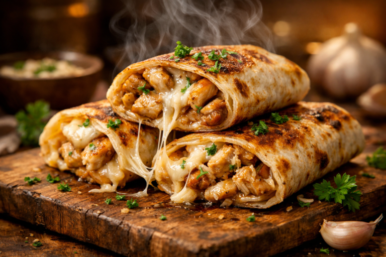 Cheesy Garlic Chicken Wraps | Easy Low Carb Dinner