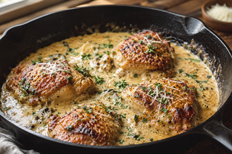 Easy Creamy Garlic Butter Chicken Thighs Recipe – Juicy, Rich & Family-Friendly