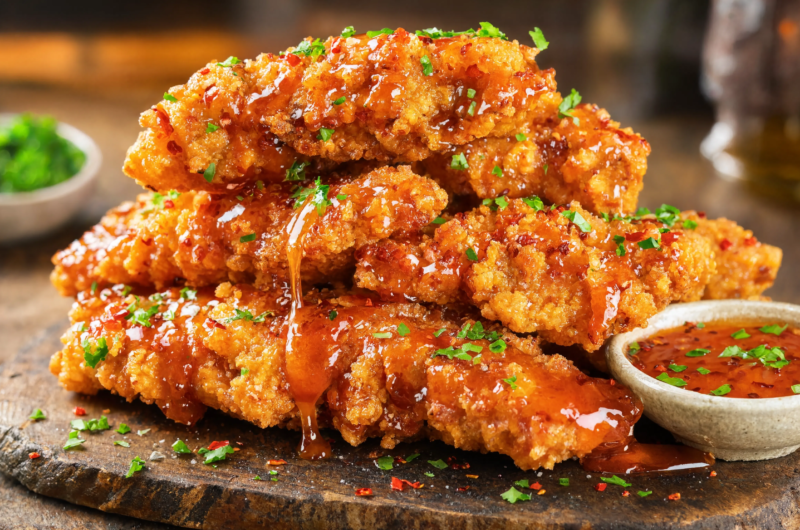Crispy Hot Honey Chicken Tenders (Sweet, Spicy & Irresistibly Crunchy)